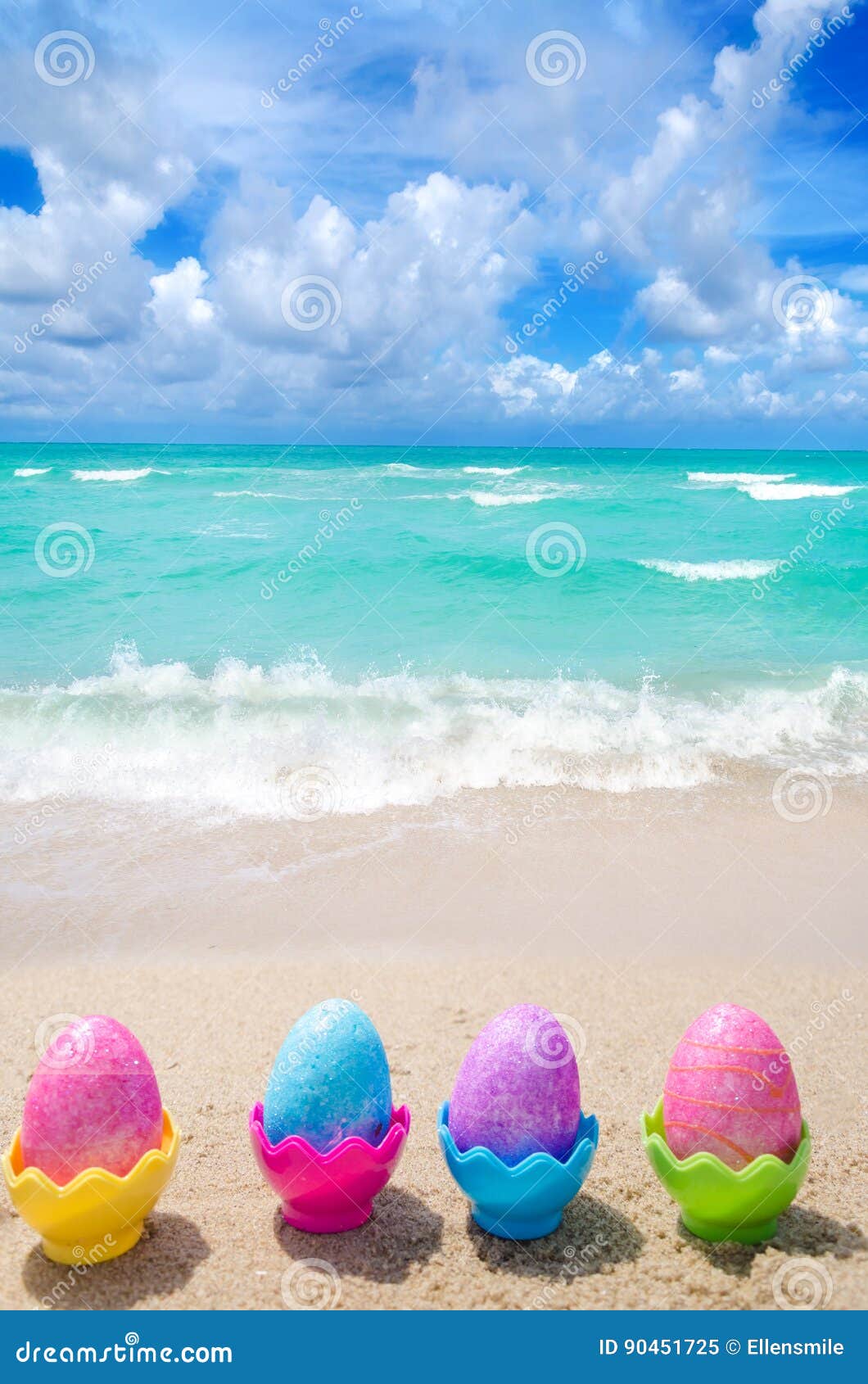 Easter eggs on the beach stock image. Image of nature 90451725