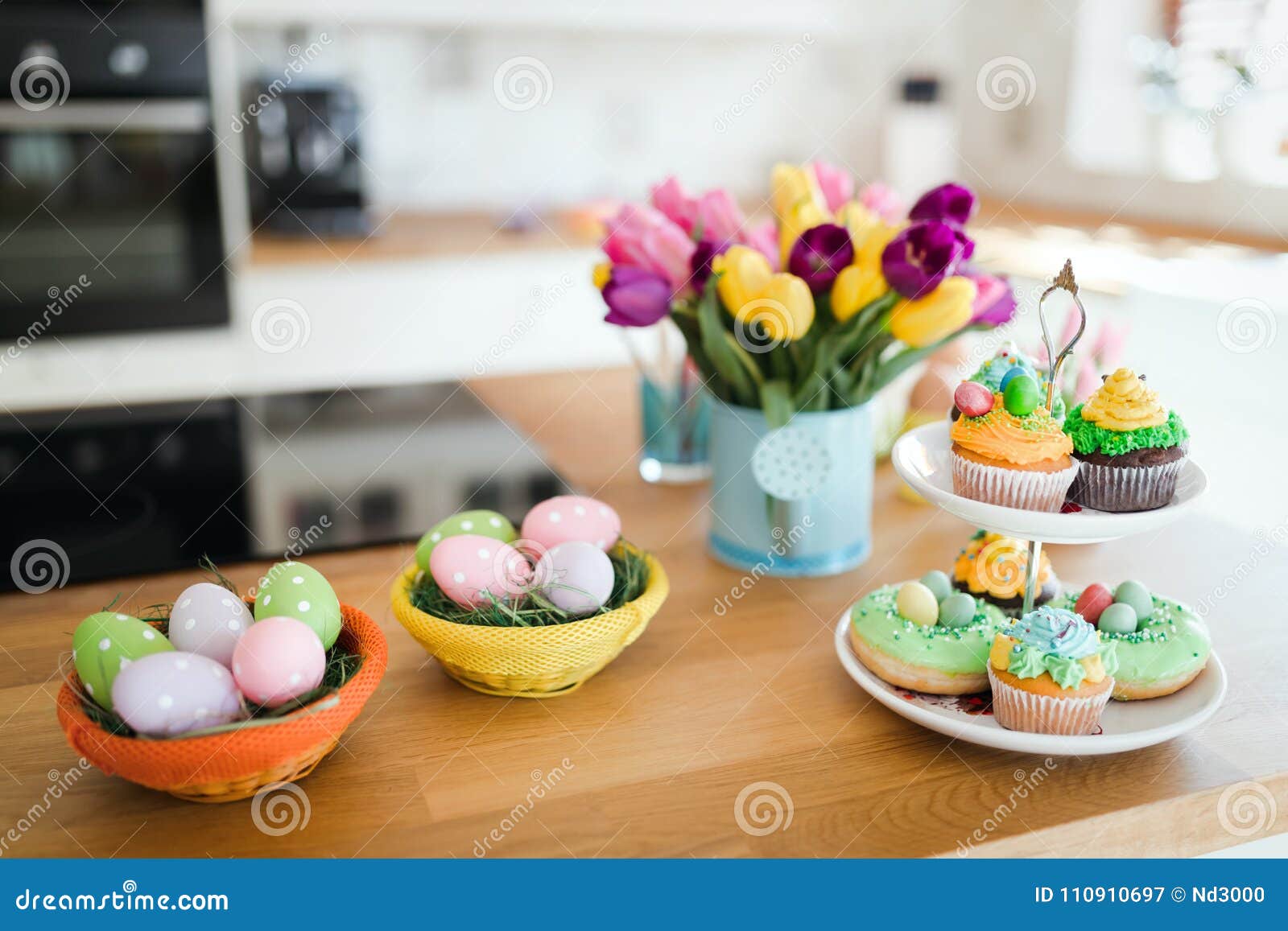 Easter Eggs in Beautiful Kitchen Stock Image Image of color, decorate
