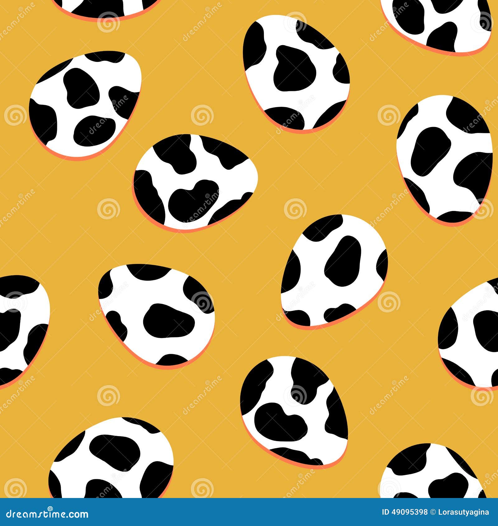 Easter Eggs with Black and White Cow Skin. Seamless Vector Pattern. Stock  Vector - Illustration of hand, drawn: 49095398