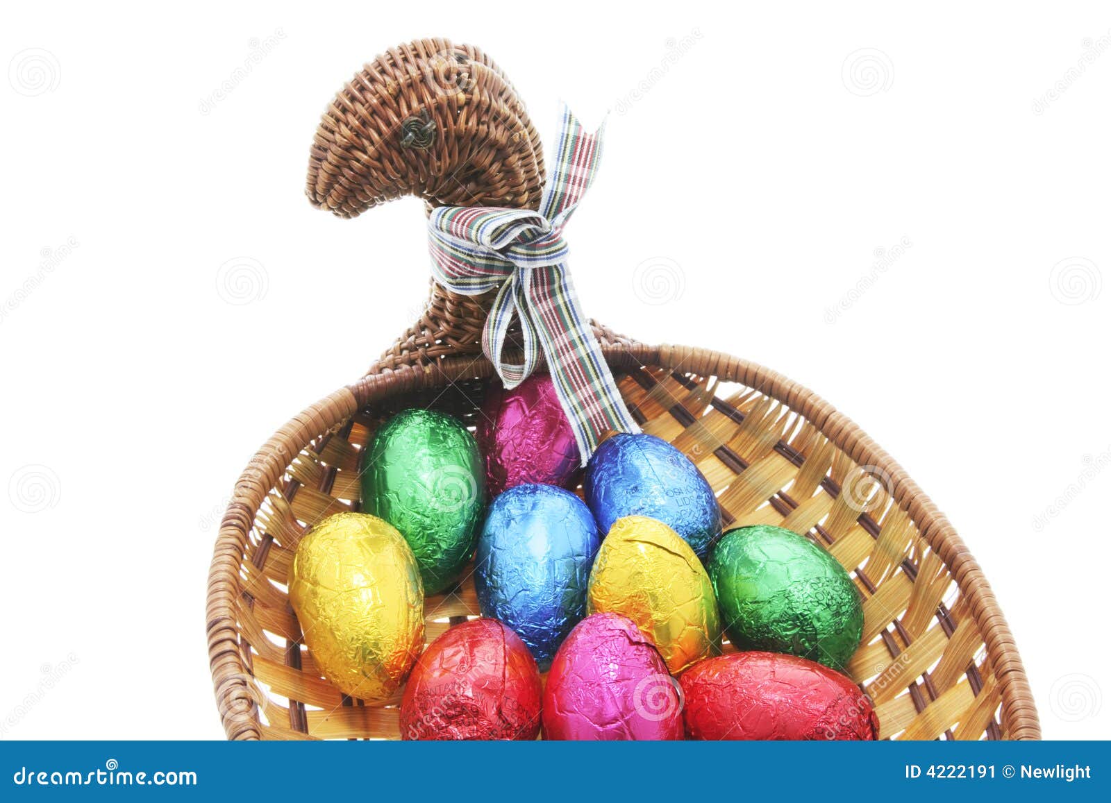 Easter Eggs in Chickenshaped Cane Basket Stock Image Image of snacks