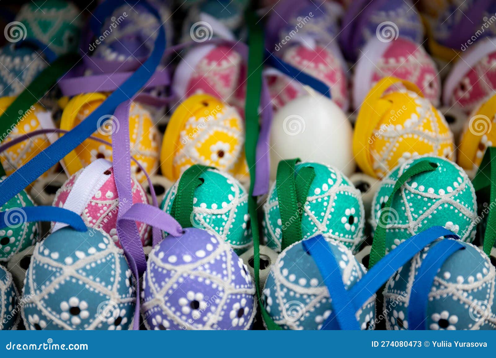 Easter Eggs, Colored Festive Easter Eggs on the Fair Stock Image
