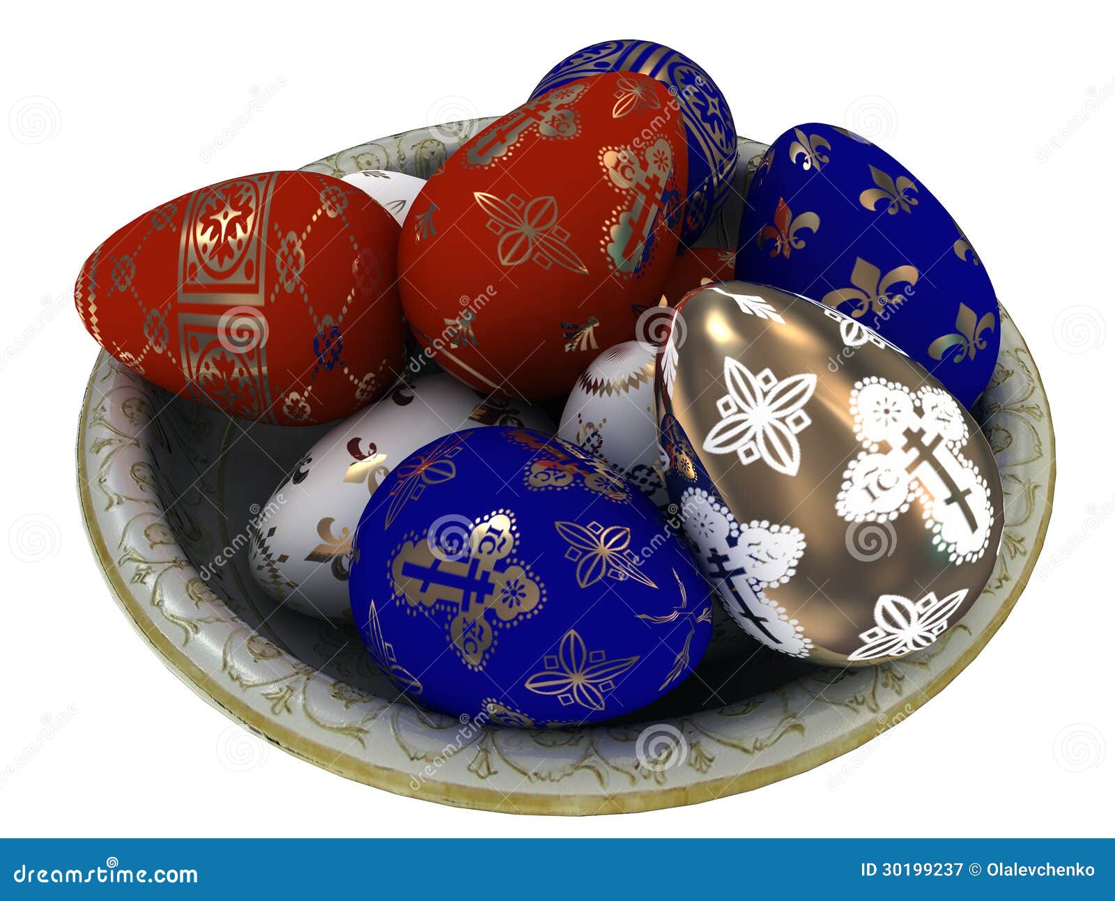 Easter Eggs Colored with Gold. Stock Illustration - Illustration of ...