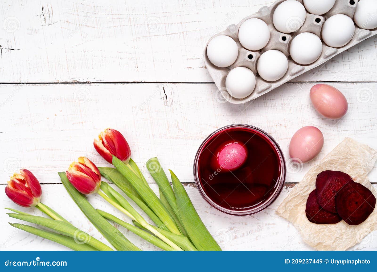 Easter Eggs are Colored with Natural Egg Dye from Fruits and Vegetables