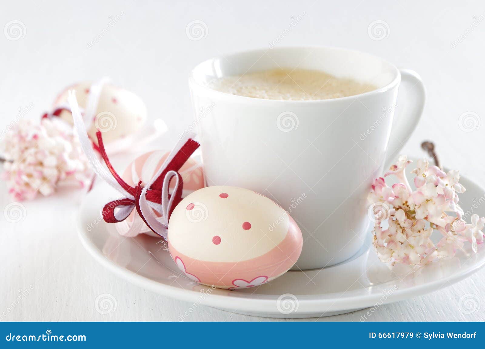Easter Eggs with Cup of Coffee Stock Image Image of blossoms, dishes 66617979