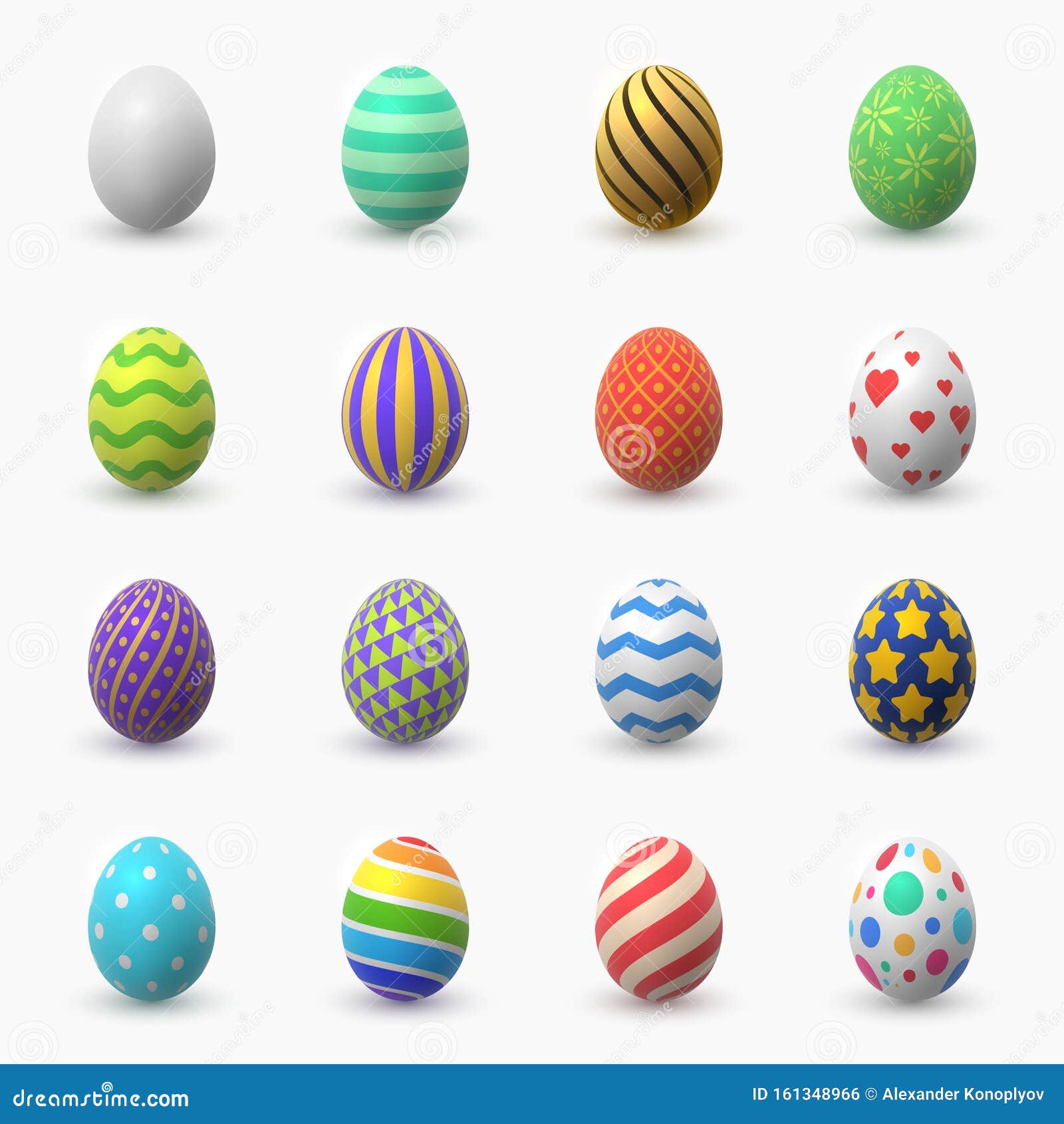 Download Easter Eggs 3D Vector Color Illustrations Collection Stock ...