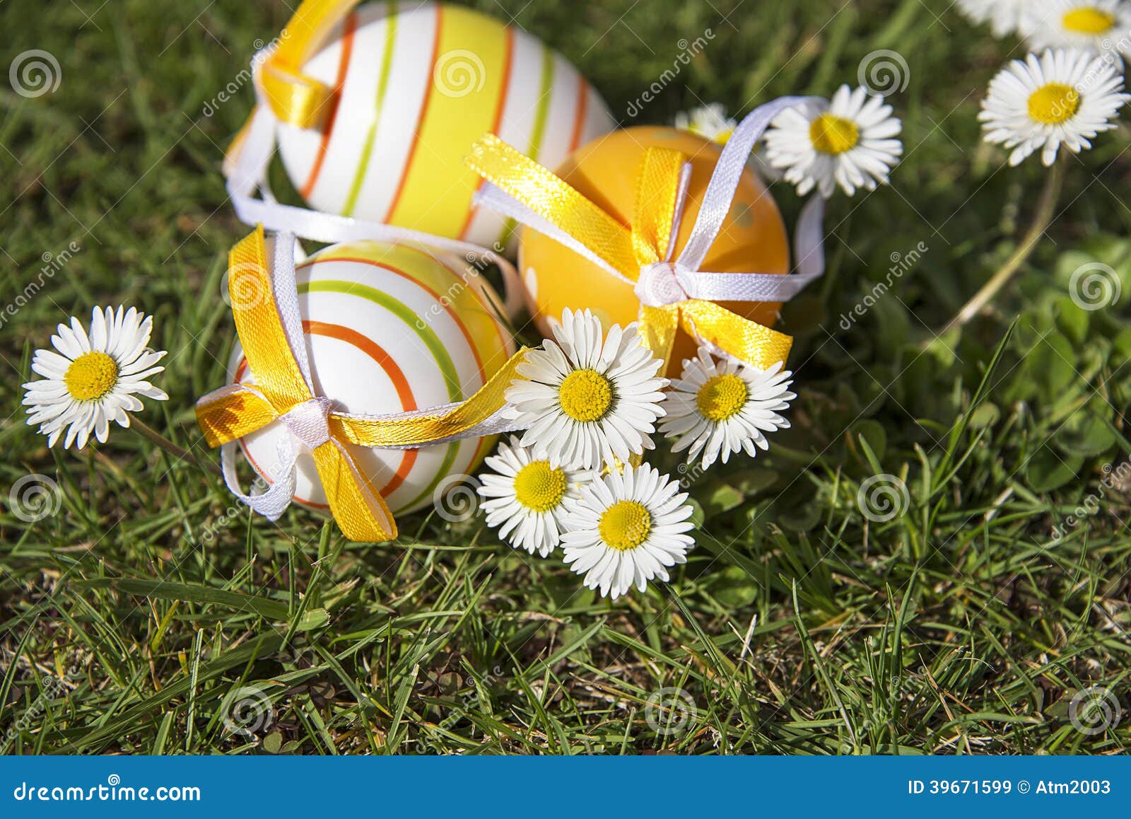 Easter eggs and daisies stock image. Image of background 39671599
