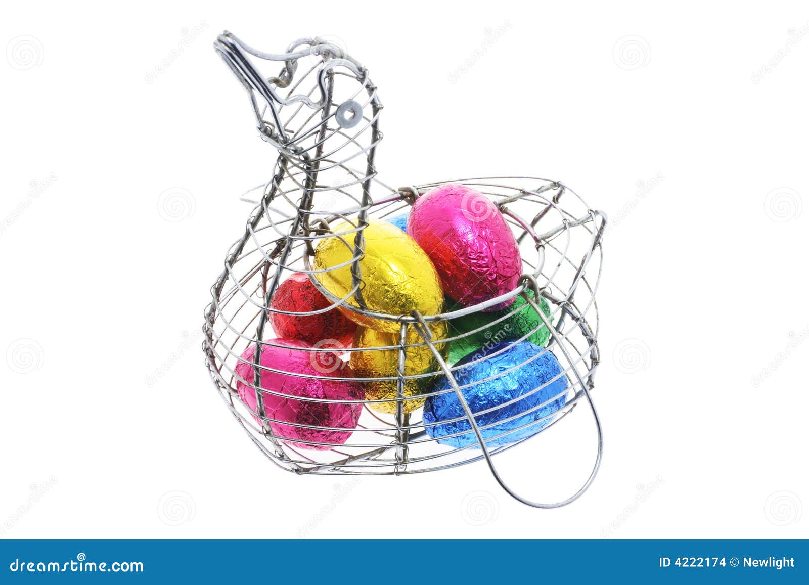 Easter Eggs in Duckshaped Wire Basket Stock Photo Image of food, rebirth 4222174