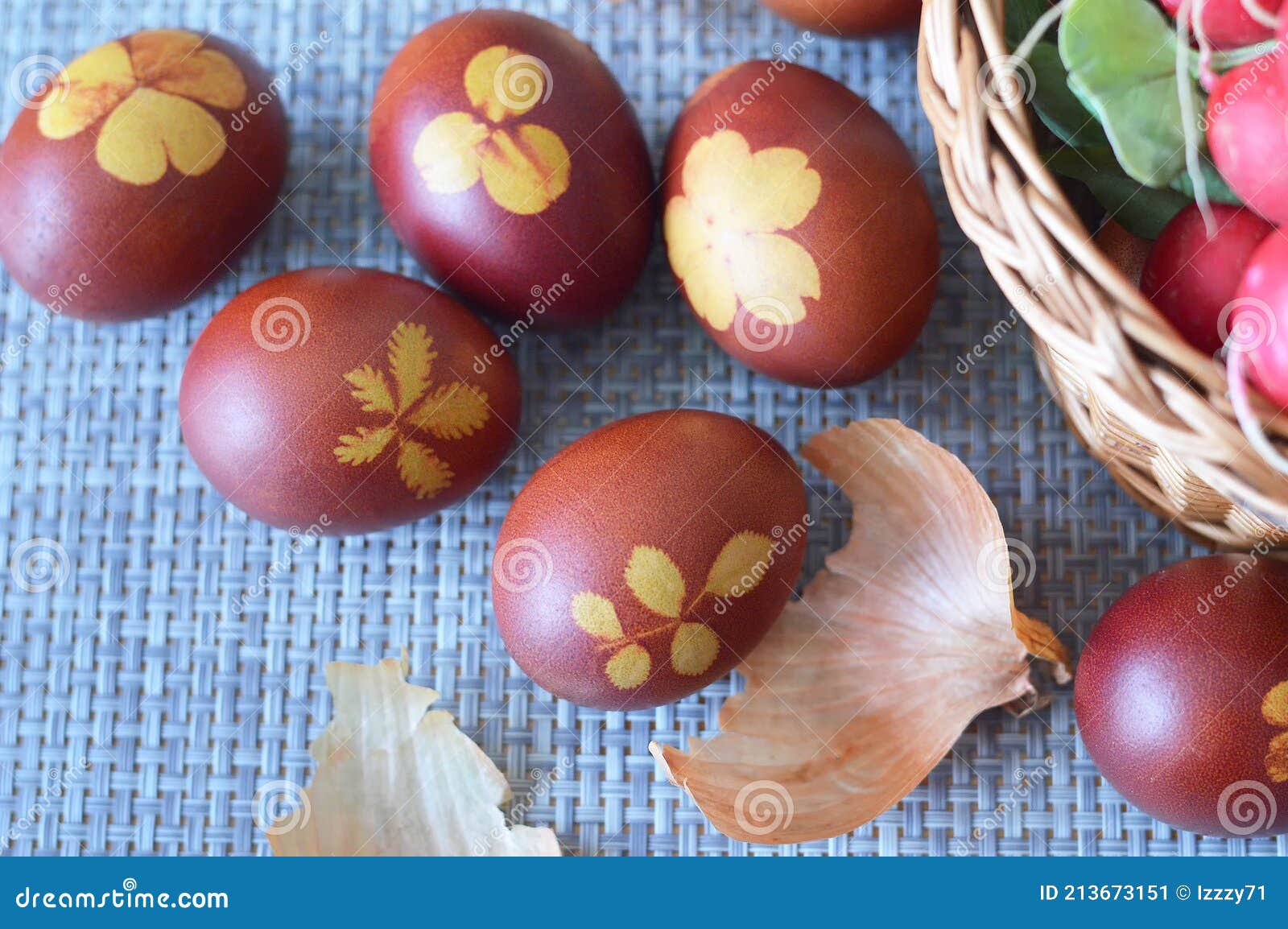 Easter Eggs Dyed with Onion Skins Stock Image Image of skins