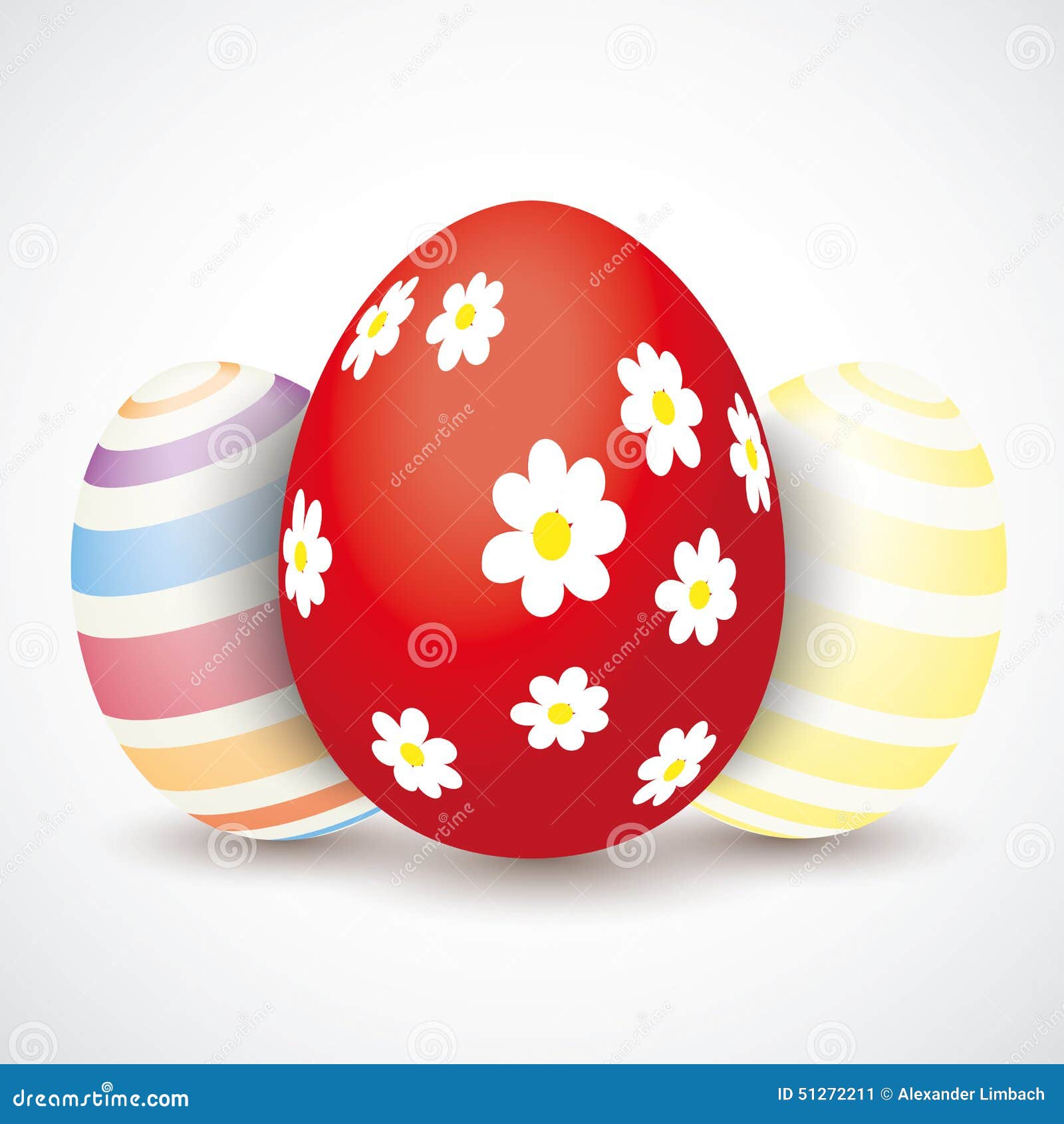 3 Easter Eggs Flowers stock vector. Illustration of stripes 51272211