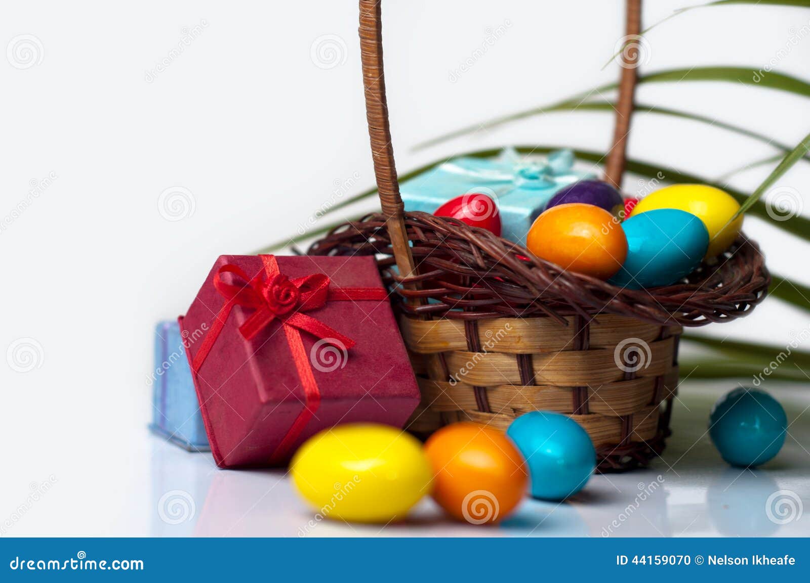 Colorful Candy and Gift Box in Wicker Basket Stock Photo Image of