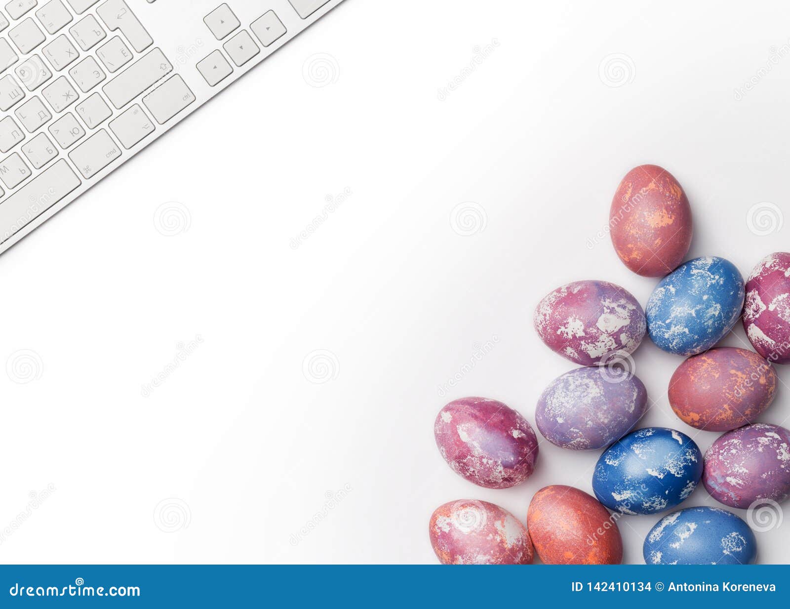 Easter Eggs with Keyboard Isolated on White Background Editorial Stock