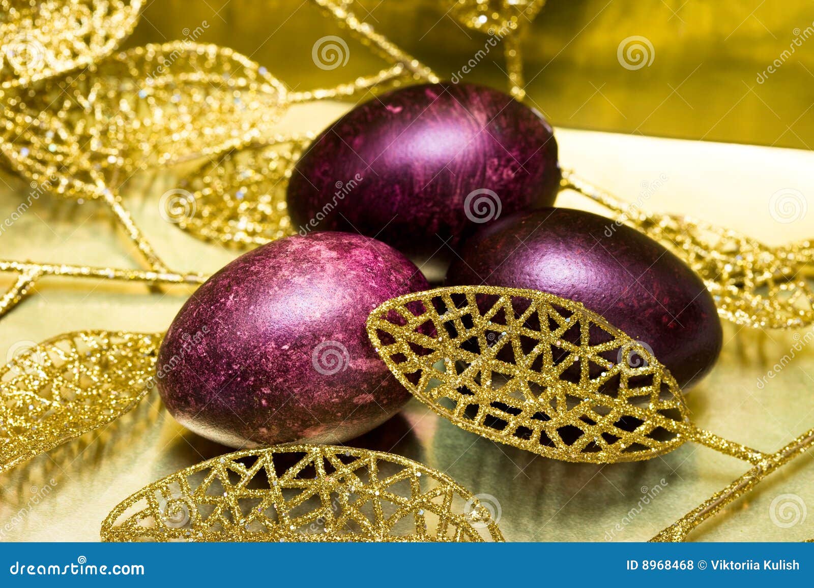 Easter eggs with leaves stock photo. Image of decor, celebration 8968468