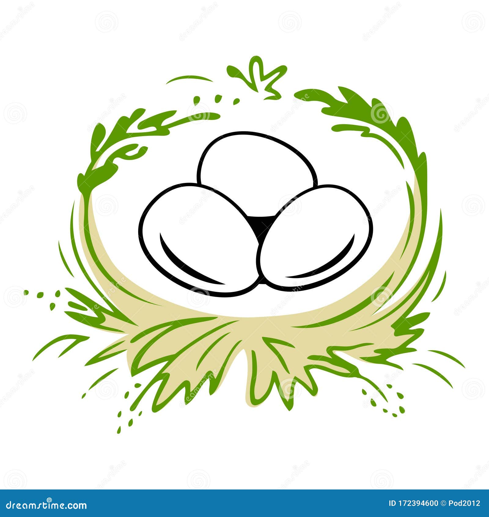 Easter Eggs In The Nest Logo. Stock Vector - Illustration of design