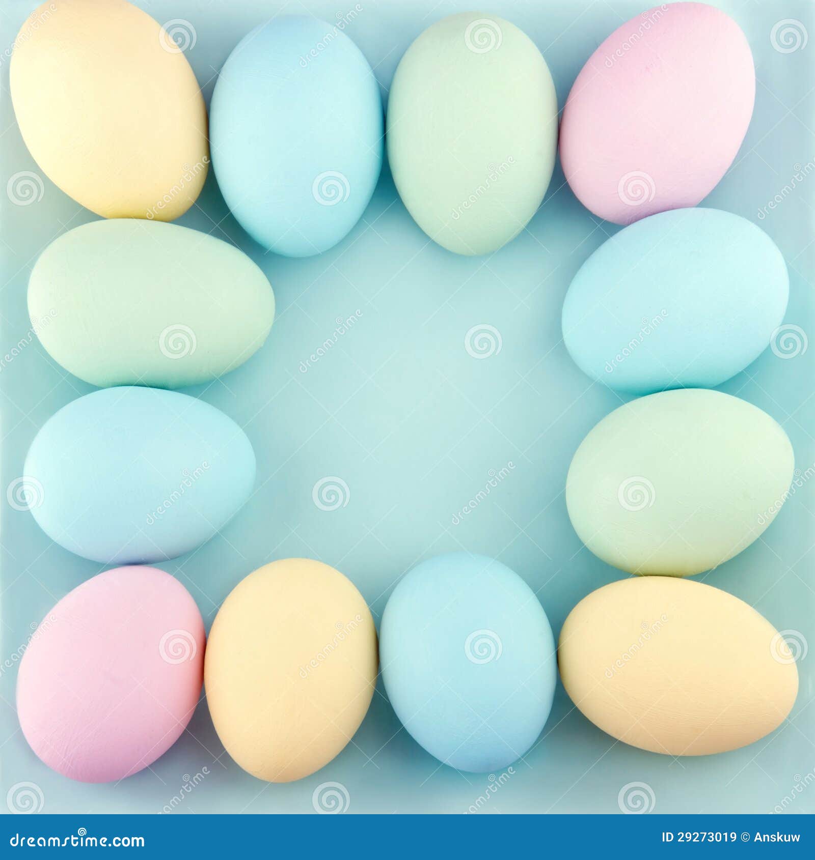Easter Eggs Painted with Pastel Colours with Copy Space Stock Image