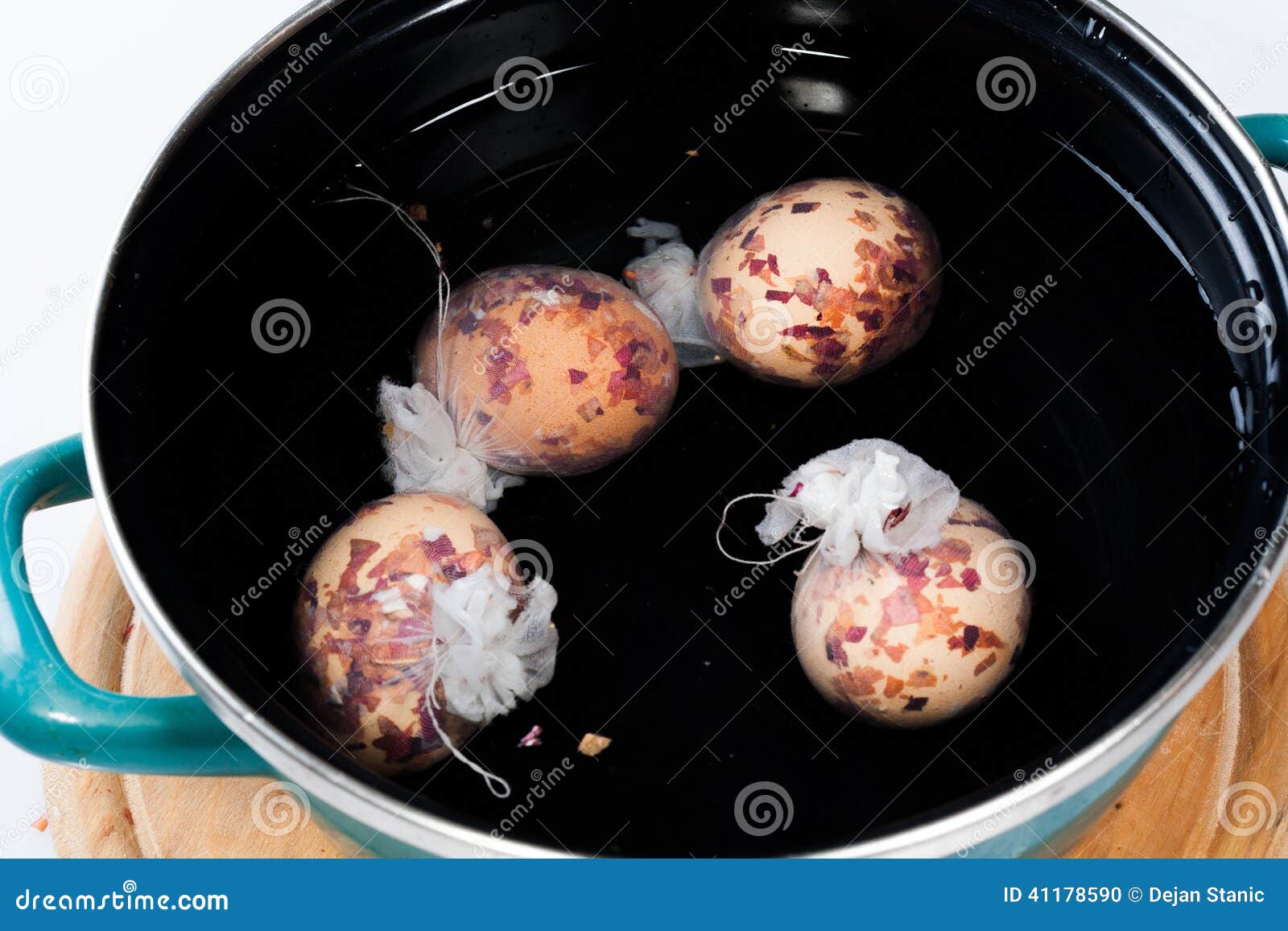 Easter Eggs, Special Technique with Onion Peel. Stock Photo Image of