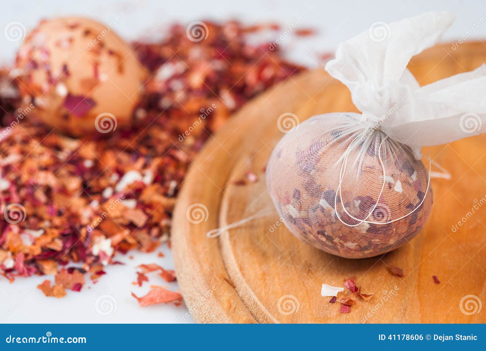 Easter Eggs, Special Technique with Onion Peel. Stock Photo Image of