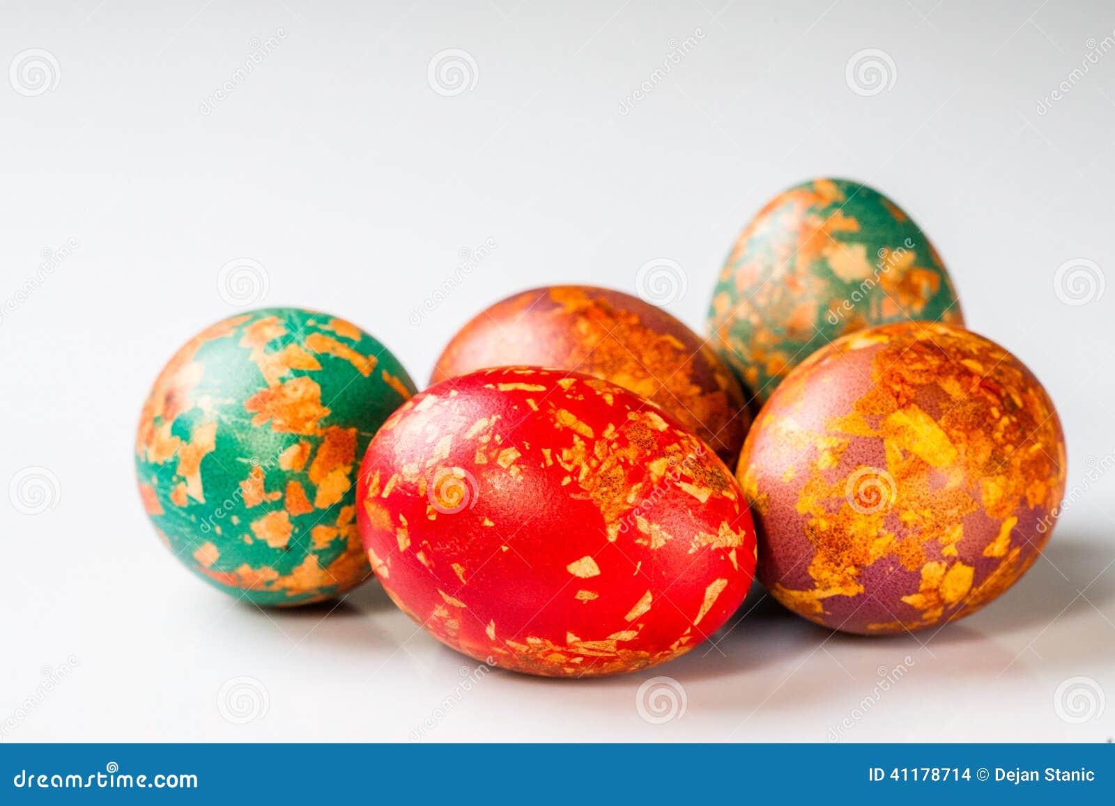 Easter Eggs, Special Technique with Onion Peel. Stock Photo Image of