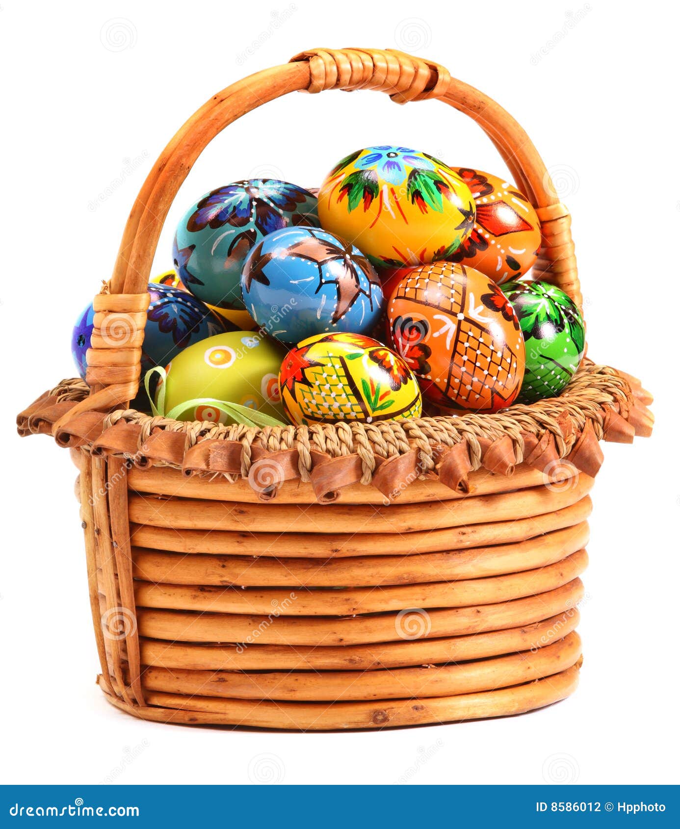 Easter Eggs in Wicker Basket Stock Photo Image of graphic, easter