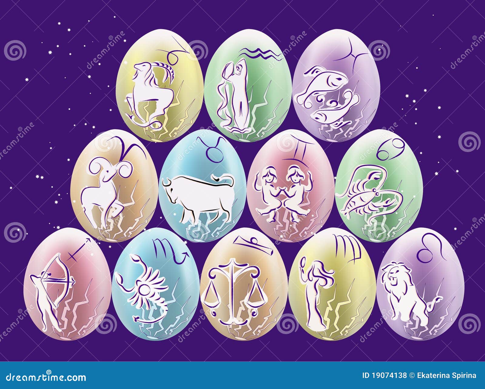 Easter Eggs with Zodiac Signs Stock Vector Illustration of gemini, concept 19074138