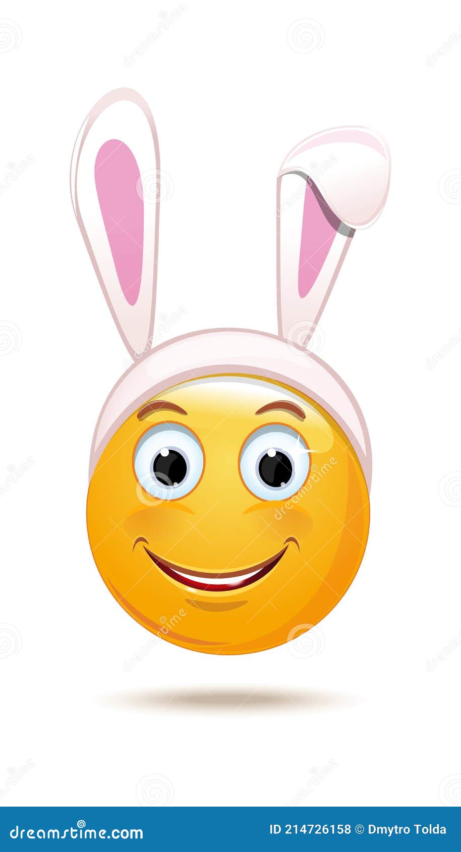 Easter Emoji with False Bunny Ears. Vector Icon Stock Vector