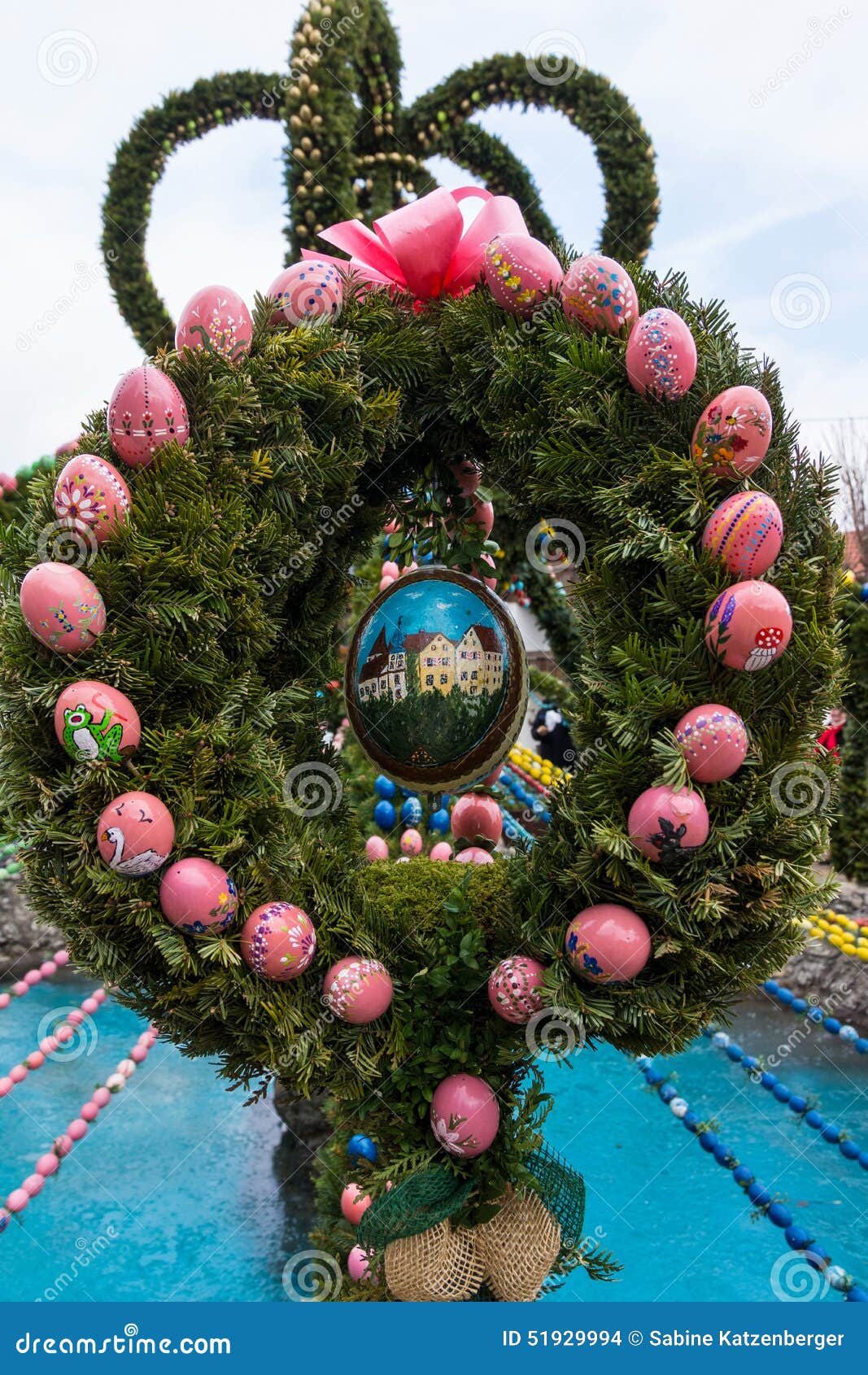 Easter fountain stock photo. Image of decorative, green 51929994