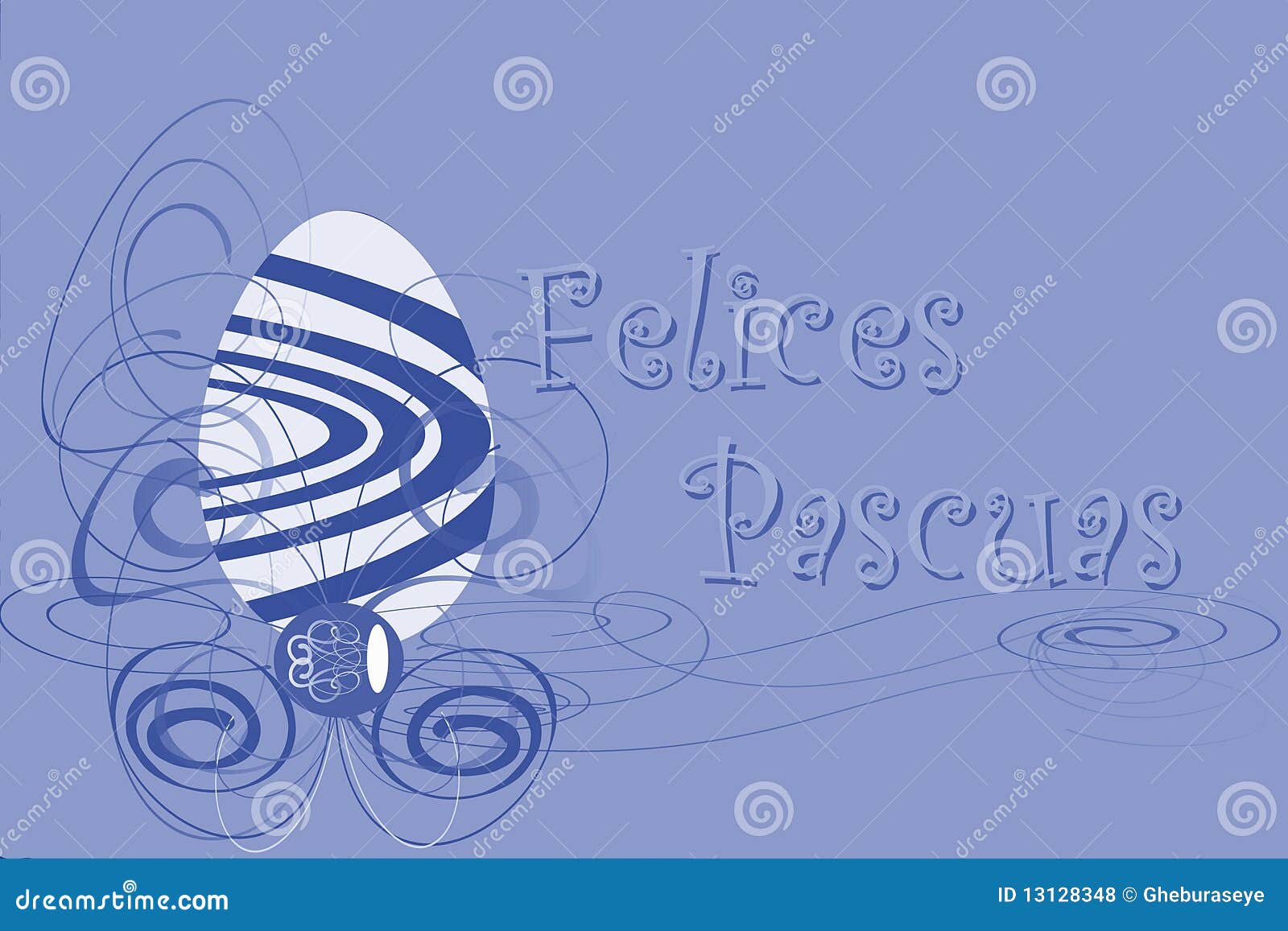 Easter Greeting Card with Egg in Spanish, Colors. Stock Illustration