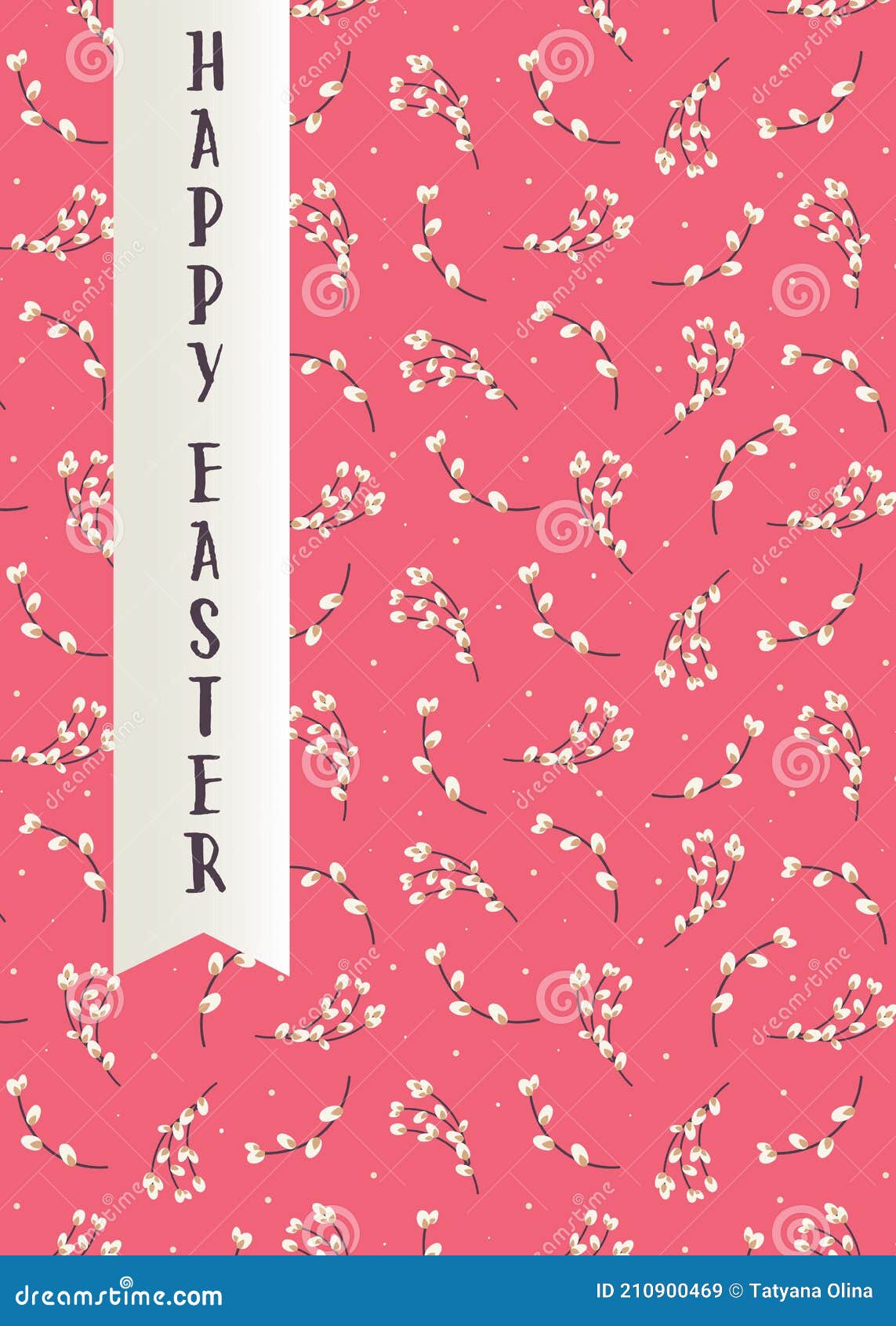 easter greeting card banner with willow pattern