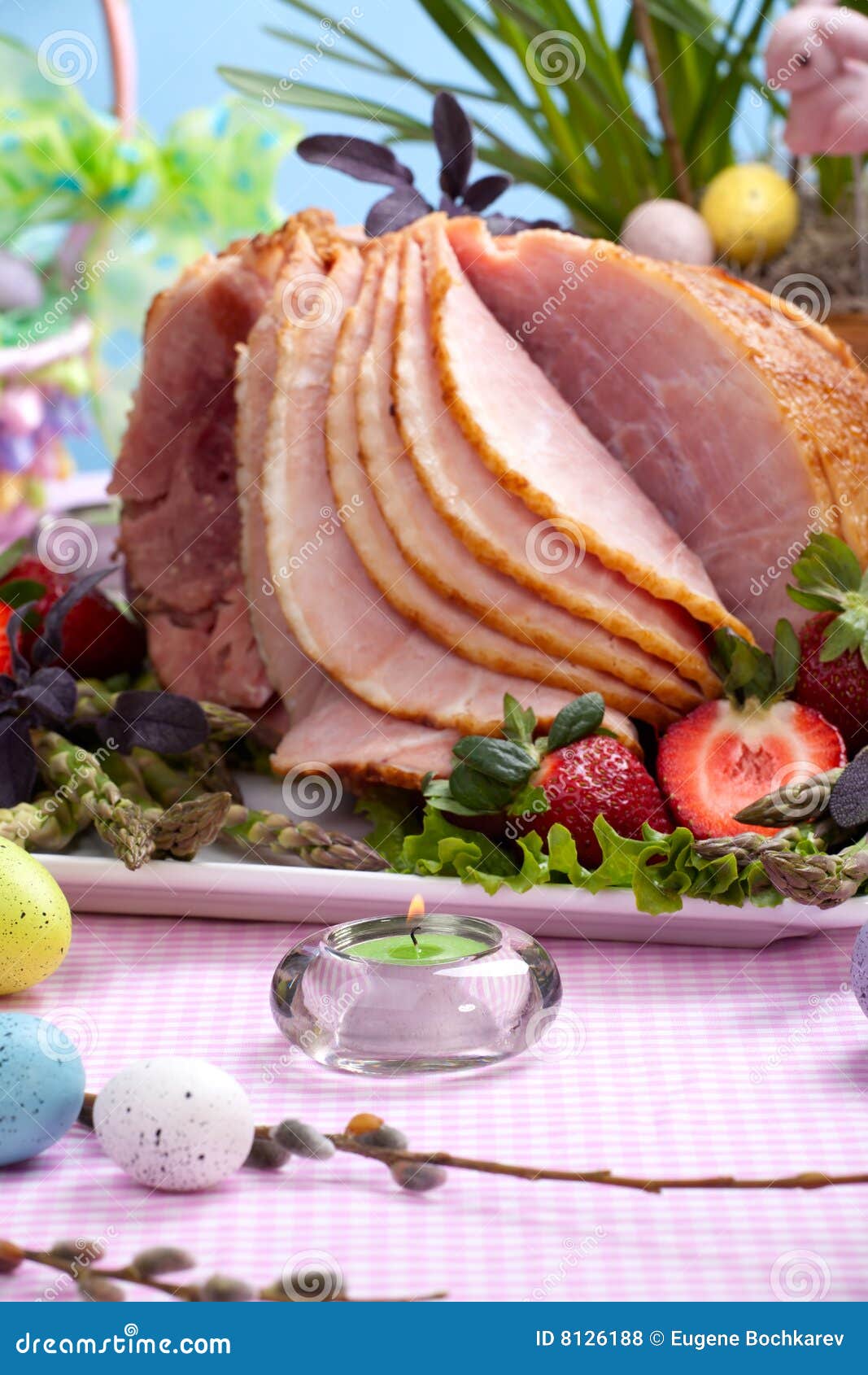 Easter ham stock photo. Image of gourmet, buffet, fruit - 8126188