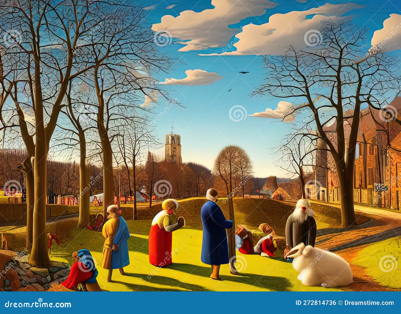 Easter Holiday Scene in Barnsley,Barnsley,United Kingdom. Stock Illustration - Illustration of 
