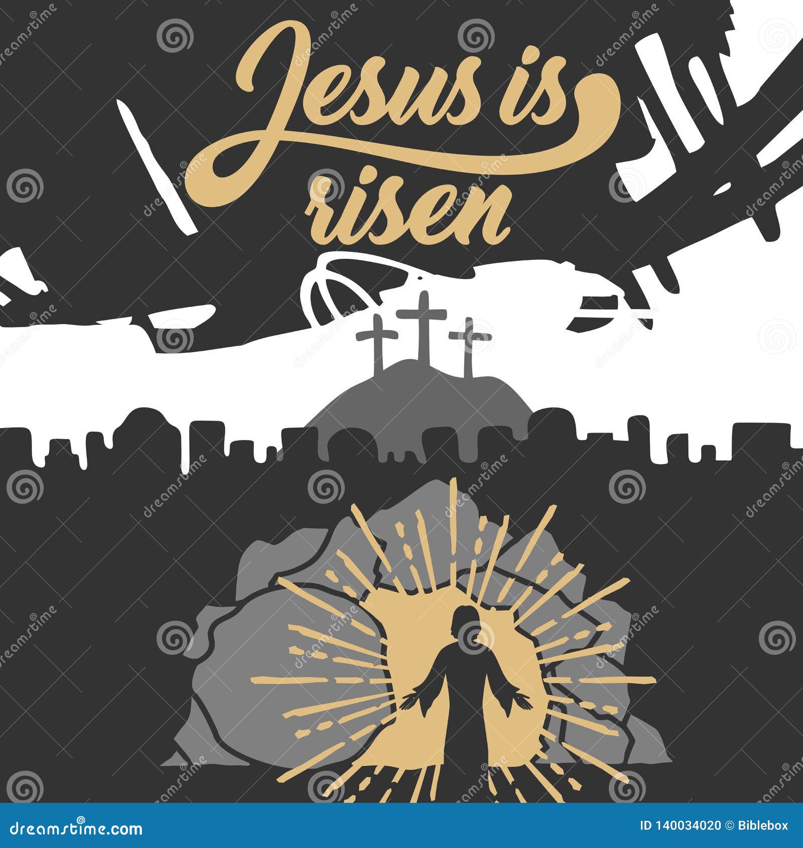 Easter Illustration. Jesus Christ is Risen Stock Vector Illustration
