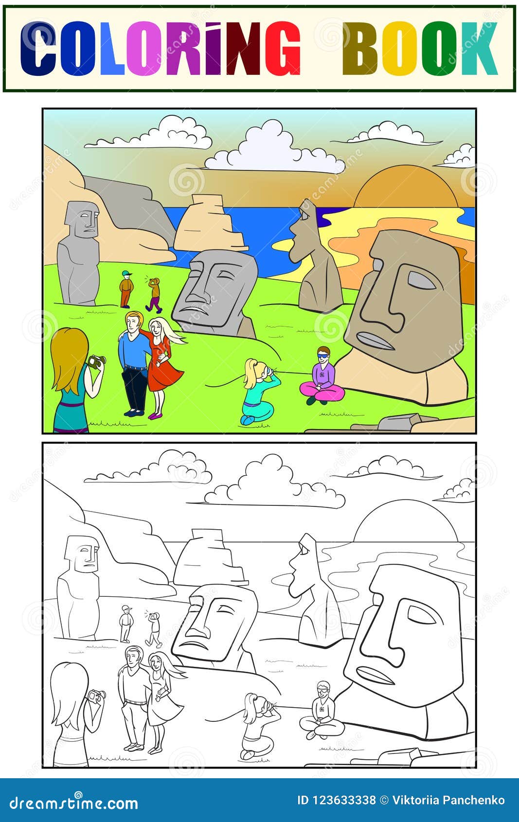 Download Easter Island Excursions Coloring, Color, Black And White ...