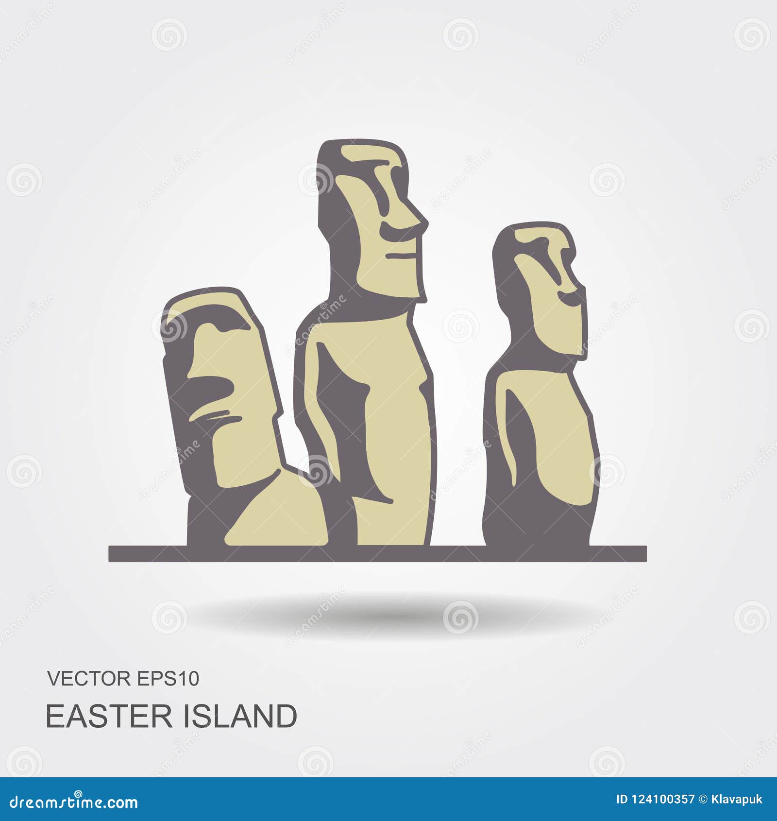 Easter Island Statues Vector Icon Illustrarion with Shadow Stock Vector