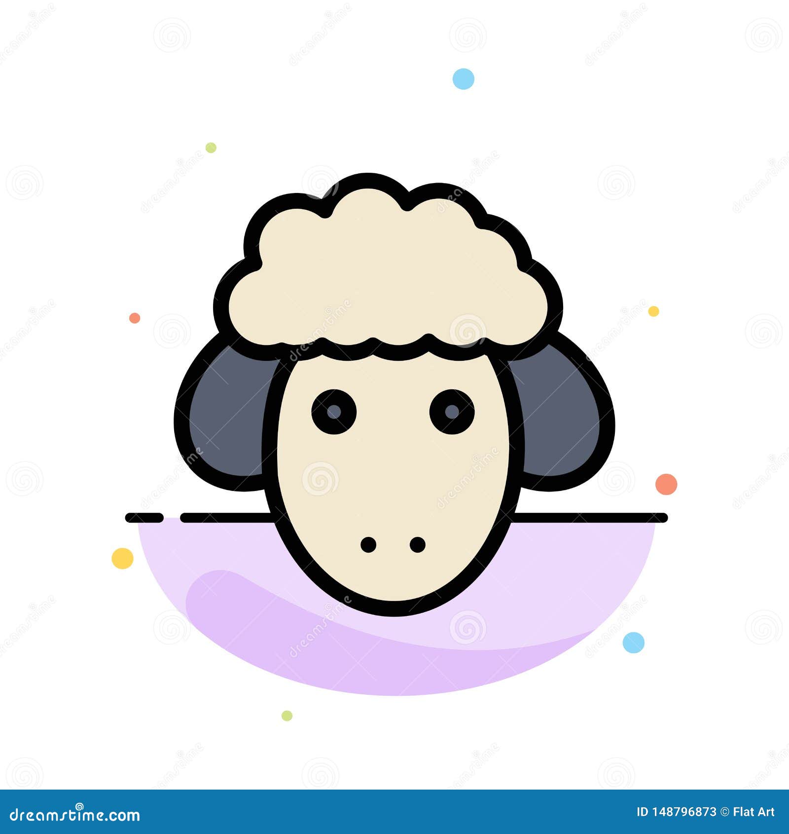 Easter, Lamb, Sheep, Spring Abstract Flat Color Icon Template Stock