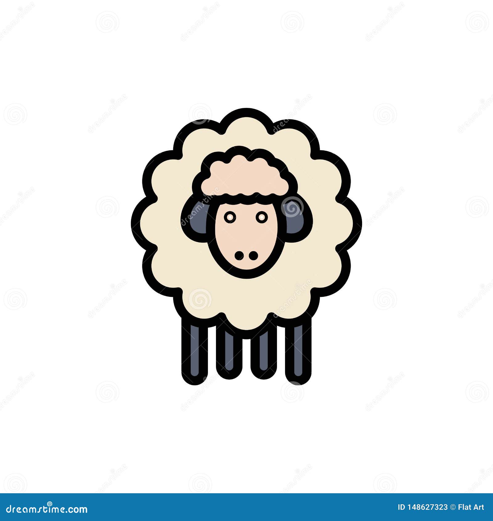 Easter, Lamb, Sheep, Spring Flat Color Icon. Vector Icon Banner