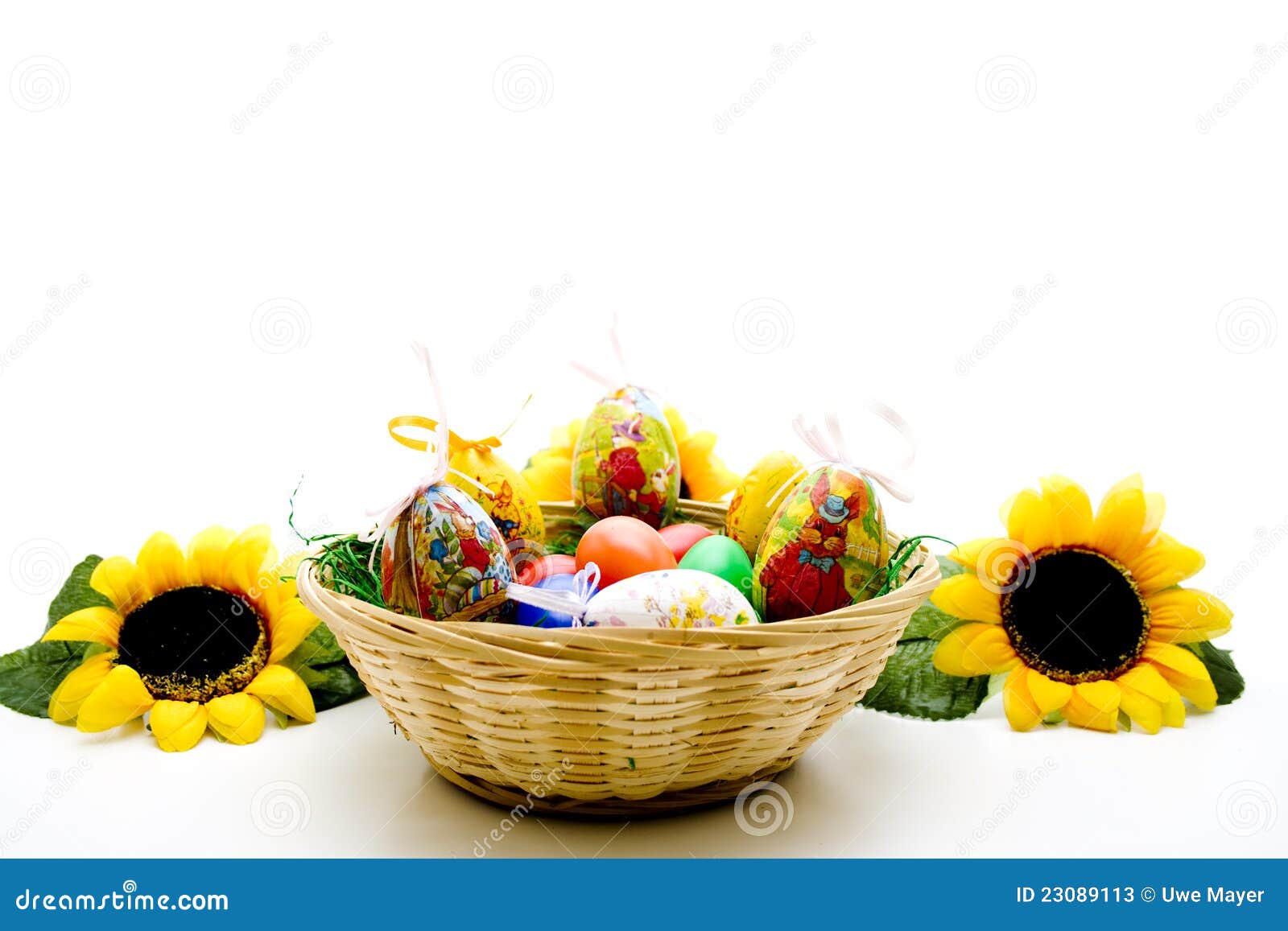 Easter Nest with Sunflowers Stock Image Image of twisted, decoration