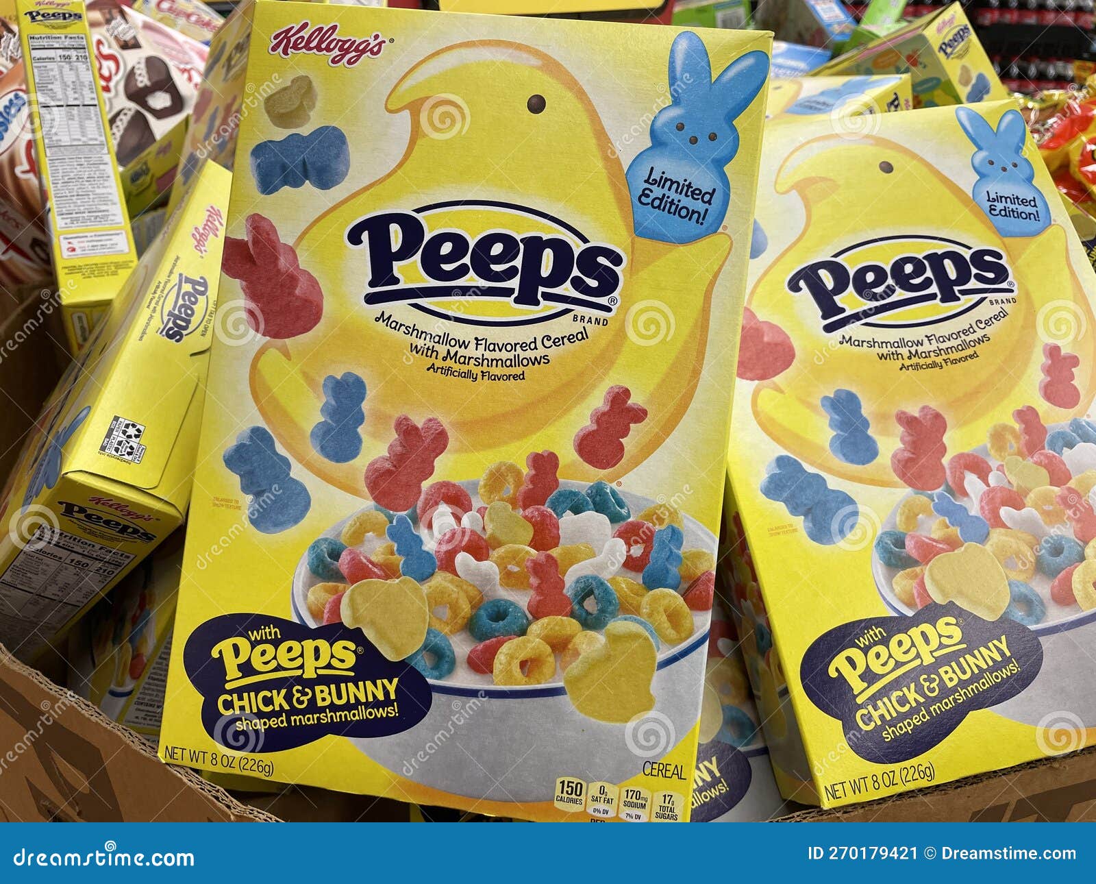 Easter Peeps Candy Flavored Cereal in a Display Bin Editorial Photo