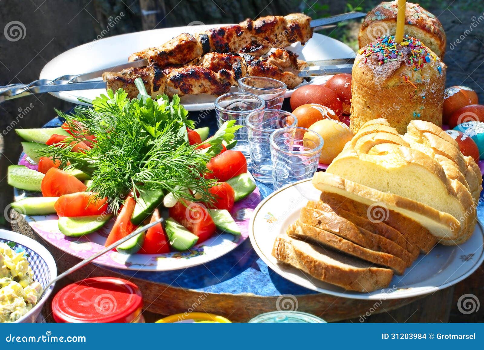 Easter picnic. stock photo. Image of easter, plate, cuisine 31203984