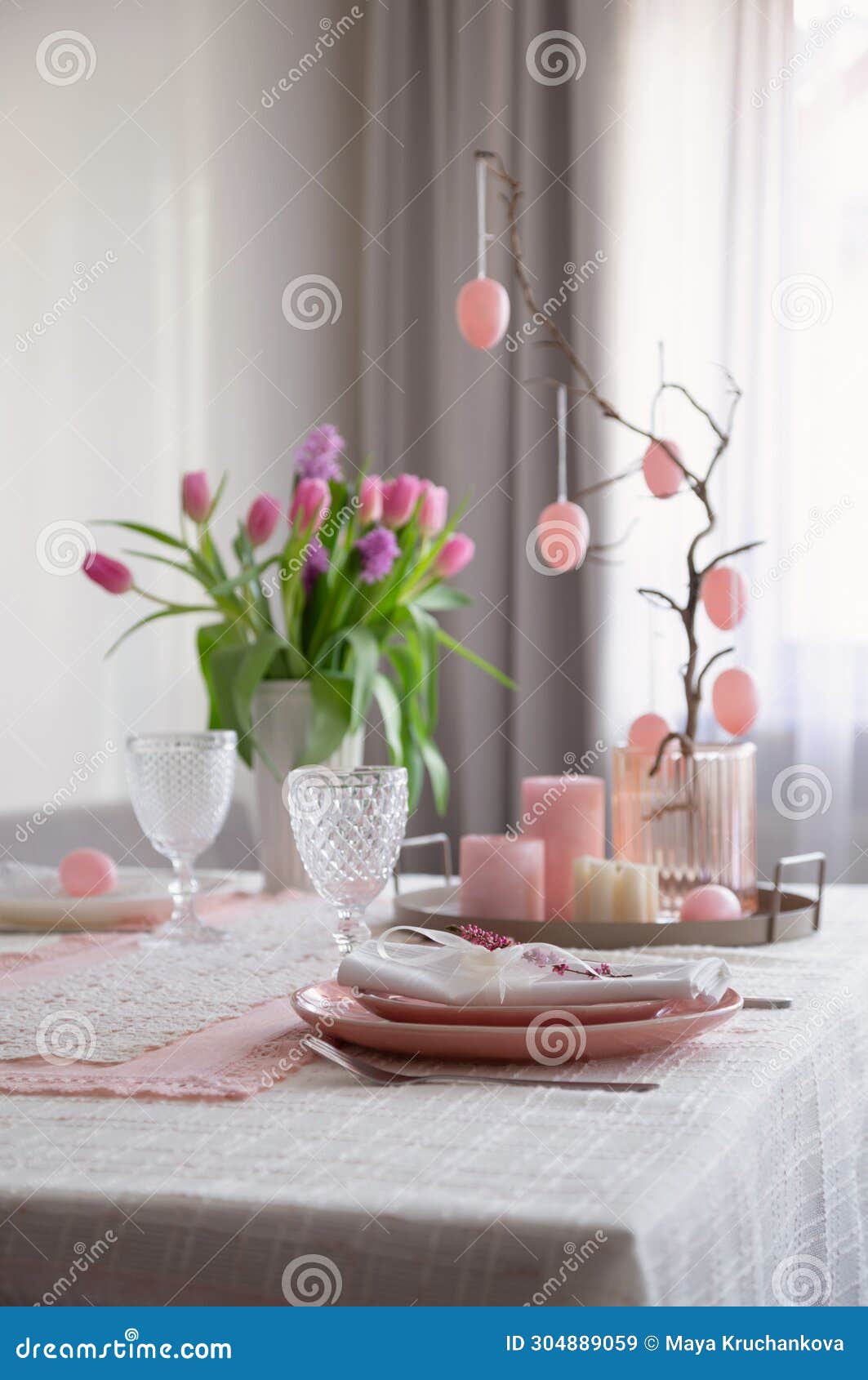 Easter Pink Vintage Decor at Home Stock Image Image of flowers, eggs