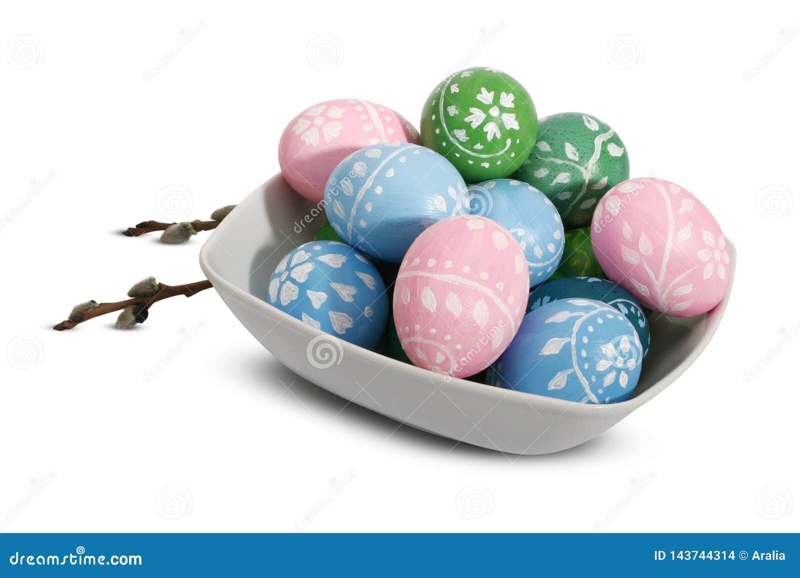 Easter Plate with Easter Eggs on Wnite Background Stock Photo - Image ...