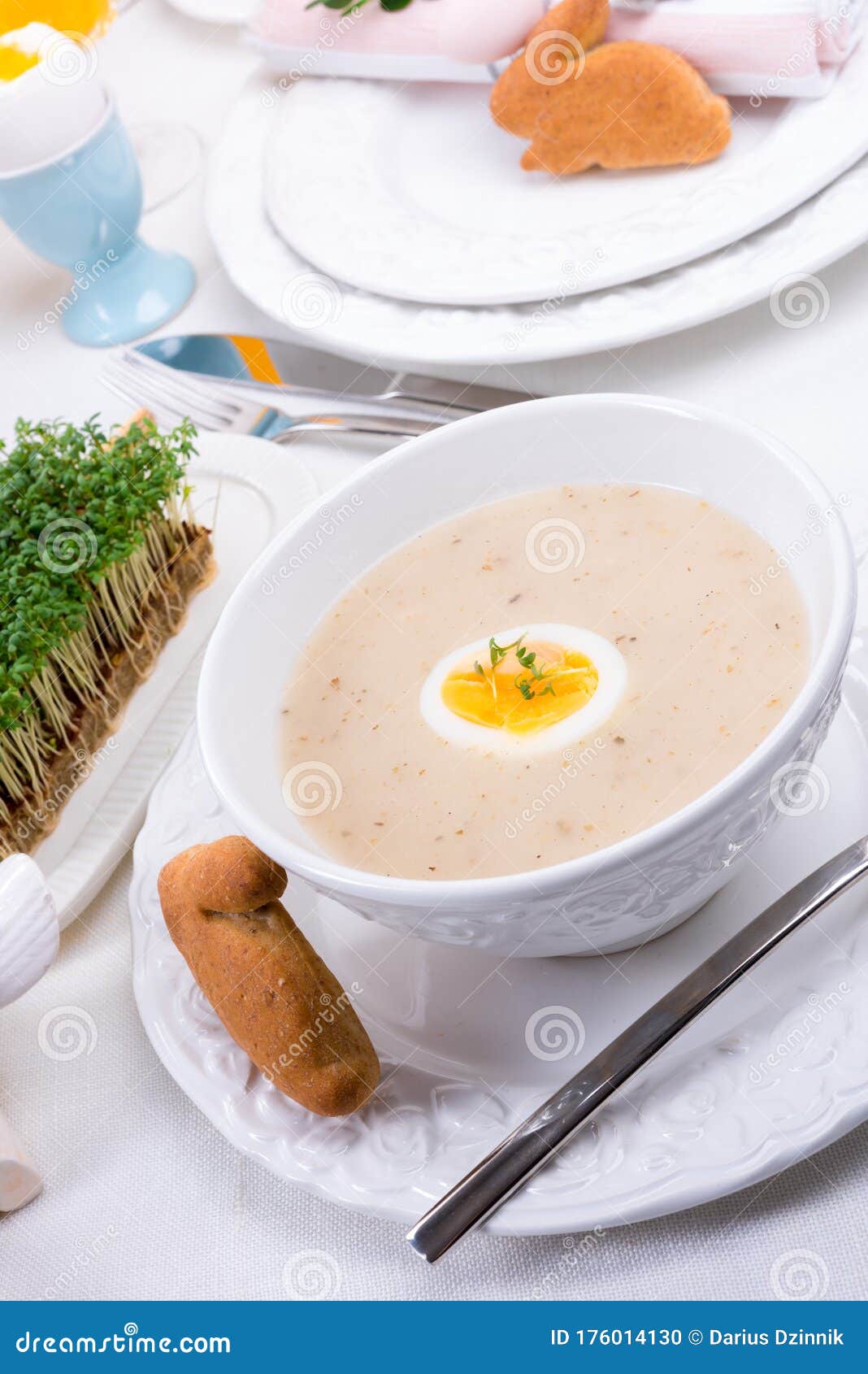 Easter in Polish Sour Flour Soup for Easter Breakfast Å»urek Stock