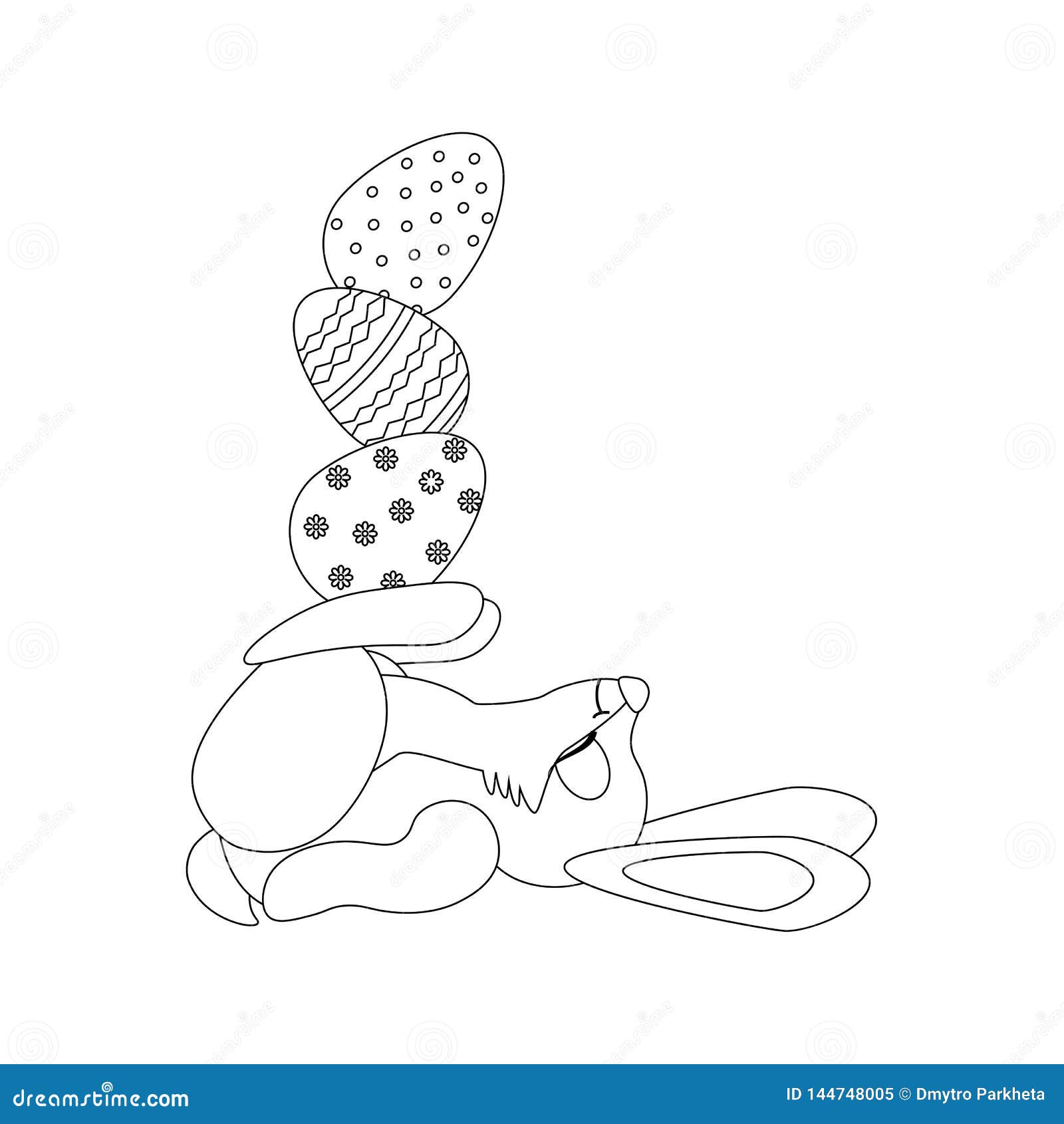 Download Easter Rabbit With Eggs Outline Stock Vector ...