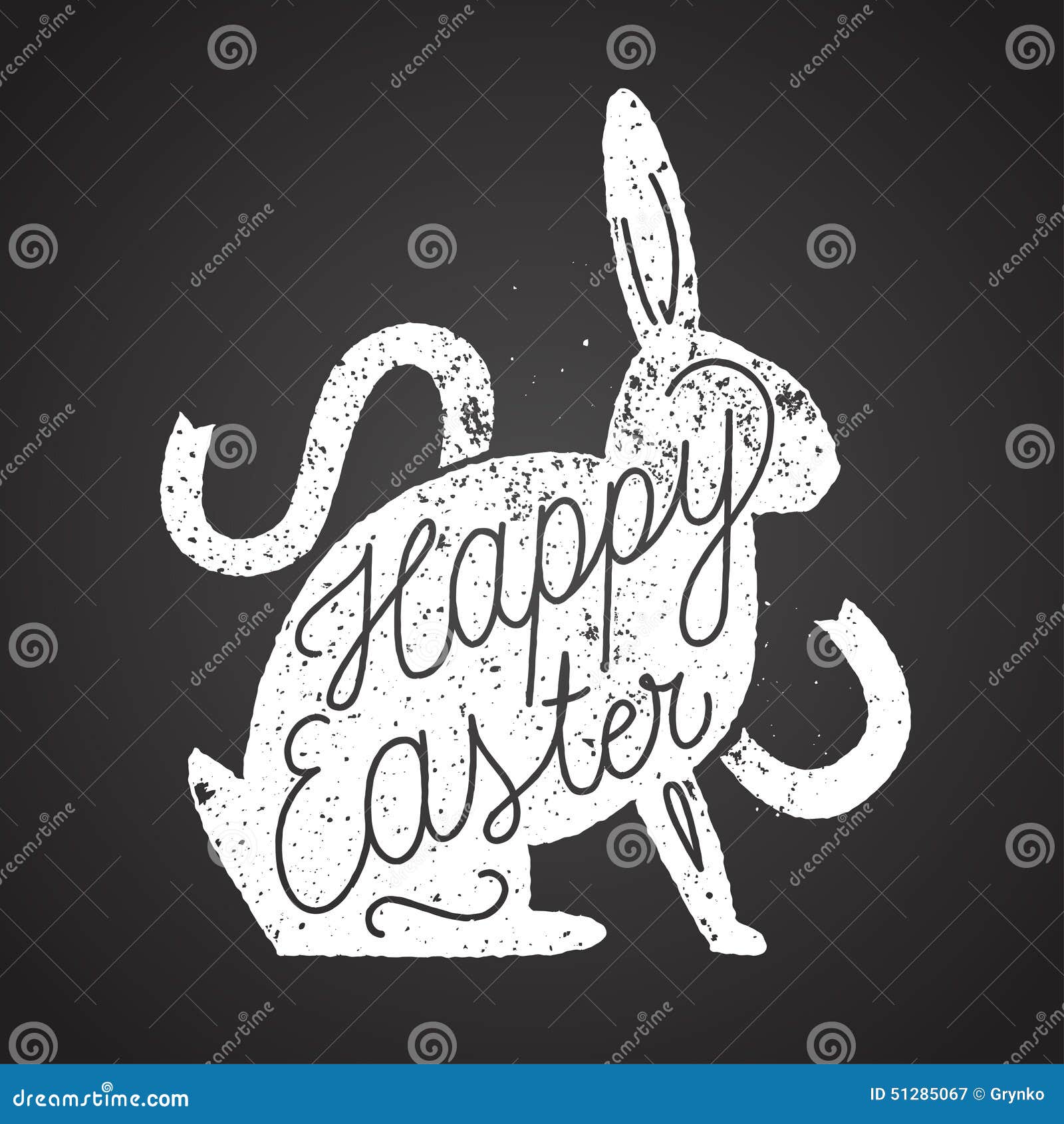 Easter Rabbit Rubber Stamp. Vintage Label Stock Vector Illustration of greeting, isolated
