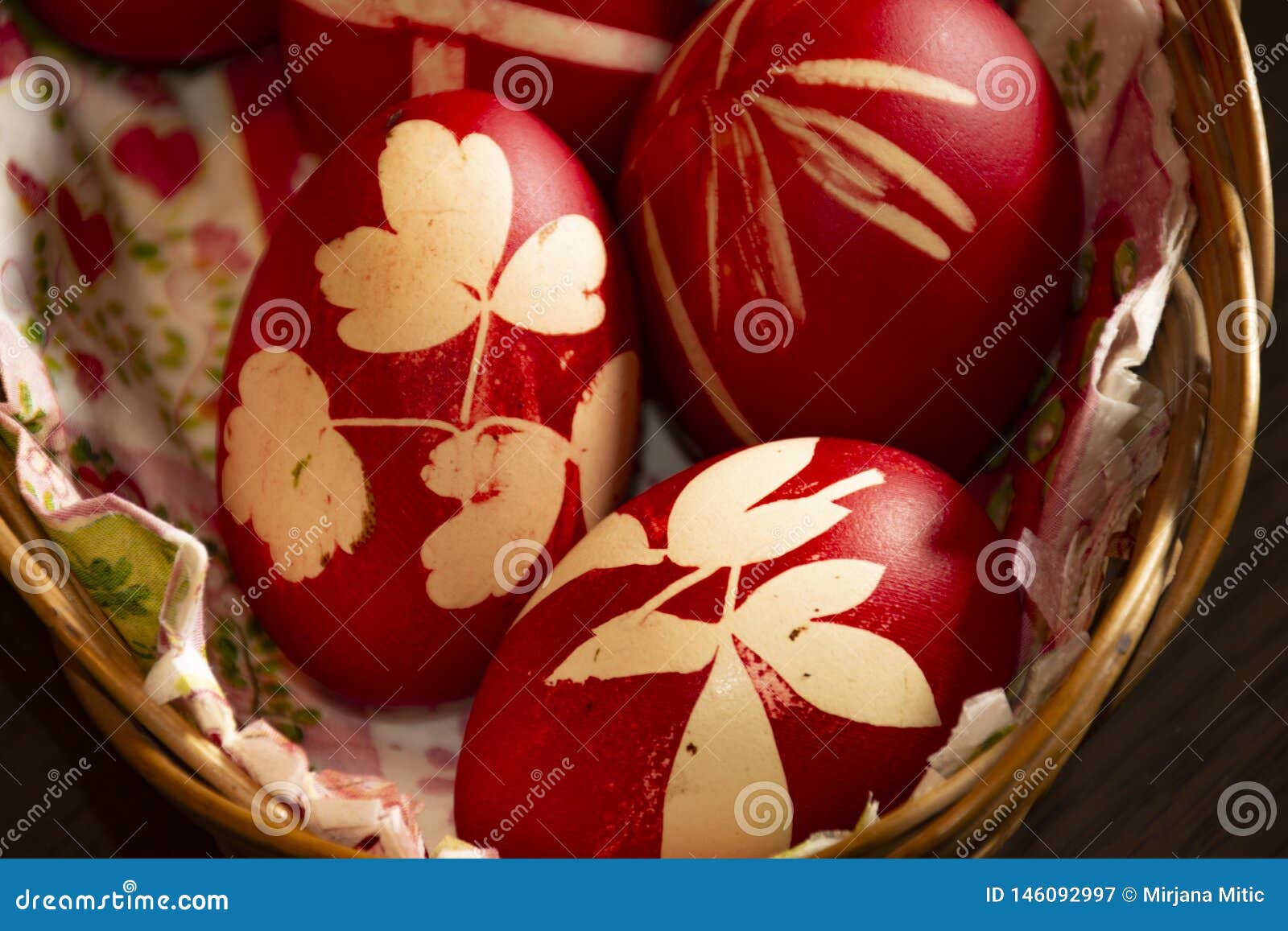 Easter red egg in basket stock image. Image of colorful 146092997