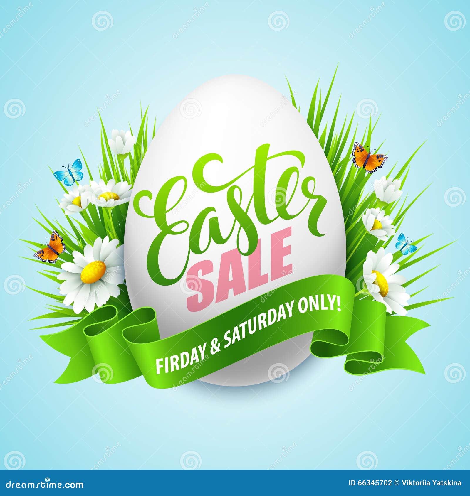 Easter Sale Background with Eggs and Spring Flower. Vector Illustration Stock Vector