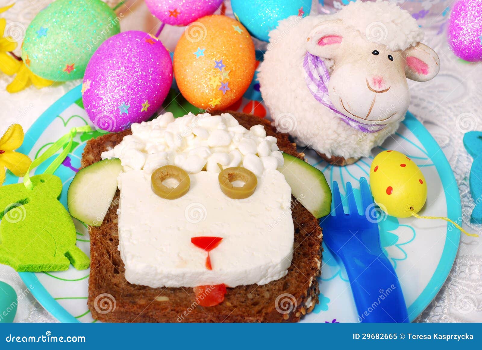 Easter Sandwich with Sheep Head for Child Stock Image Image of food