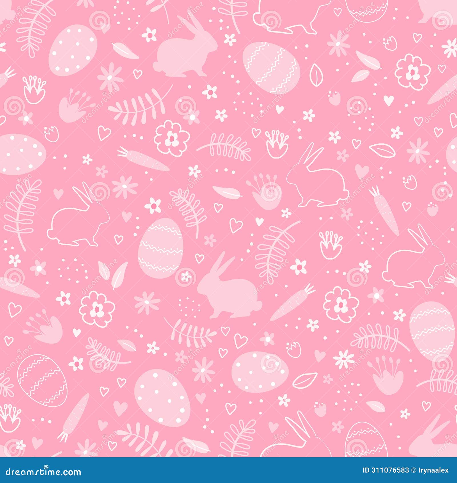 easter seamless pattern with easter bunnies, eggs, flowers, carrots. happy easter abstract 
