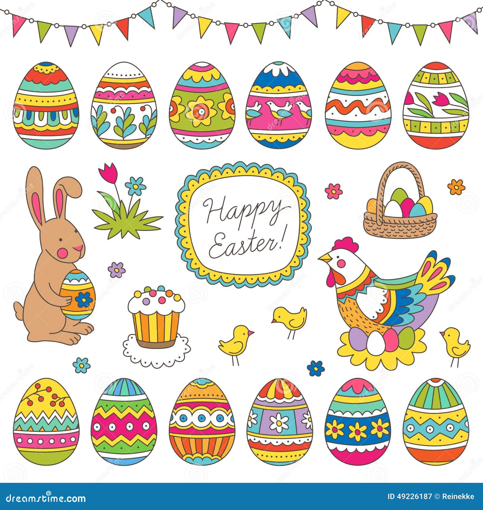 Easter set stock vector. Illustration of color, flower 49226187