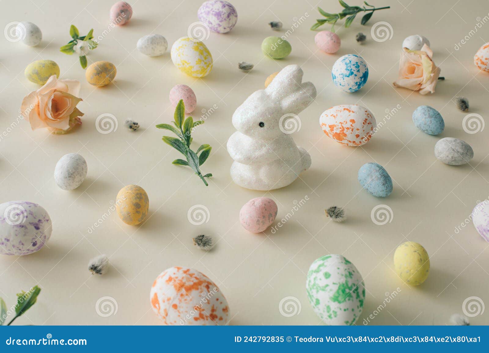 Easter and Spring Concept 2022. Pastel Easter Concept with Pastel