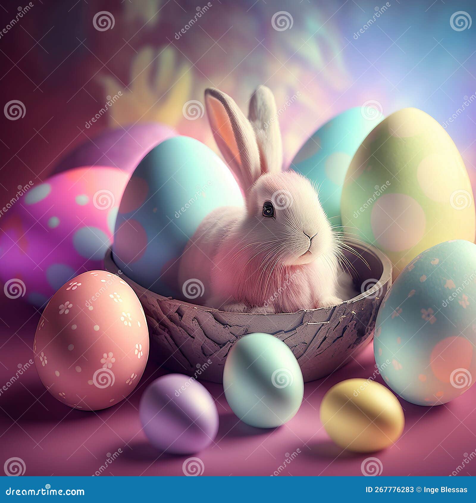 Easter Theme in Pastel Colours with an Easter Bunny. Stock Image ...