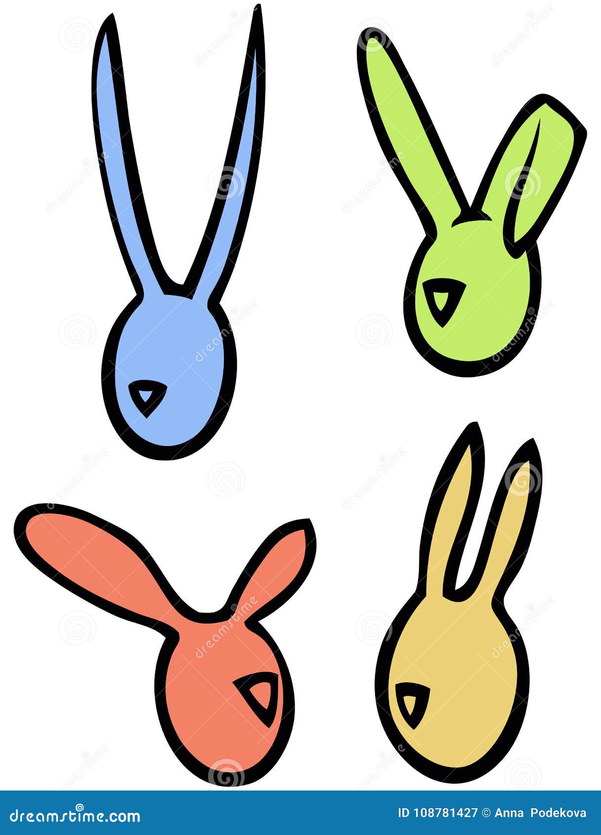 Download Easter Vector Linear Bunnies Rabbits Head Silhouettes In ...